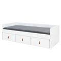 Lit banquette 90x200 3 tiroirs de lit blanc