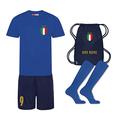 Personalised Italy Azzurri Style Italia Blue Football Kit Shirt, Shorts, Bag and Socks for Boys and Girls Birthday Children Italian Playwear Sports Kit (5-6 Years 26")