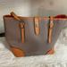 Dooney & Bourke Bags | Dooney & Bourke Grey And Tan Leather Tote Bag | Color: Gray | Size: 12.5" W X 11.5" H X 6.75" D