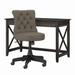 Bush Furniture Key West 48W Writing Desk with Mid Back Tufted Office Chair in Dark Gray Hickory - KWS021GH