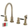 Kingston Brass KS8723DKLBS Kaiser 8-Inch Widespread Kitchen Faucet with Brass Sprayer, Antique Brass - Kingston Brass KS8723DKLBS