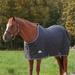 SmartPak Stocky Fit Quilted Stable Blanket - Closed Front - 82 - Medium (220g) - Black w/ Grey Trim & White Piping - Smartpak