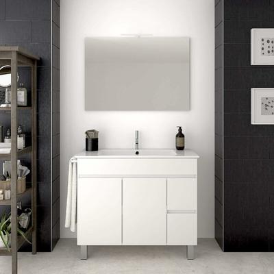 Ducha - Waschbeckenunterschrank auf Standfüßen temis mit Keramik Waschtisch und Spiegel - 2 Image