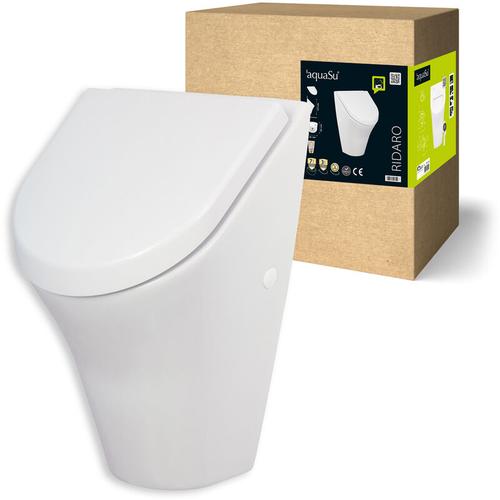 Aquasu - Urinal-Set ridaRo in weiß, Urinal inklusive Urinal-Deckel und Absaugeformstück, Abgang und