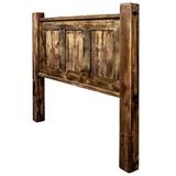 Montana Woodworks® Big Sky Rugged Sawn Panel Headboard w/ Forged Iron Accents Wood in Gray/Brown | 60 H x 46 W x 5 D in | Wayfair MWHBTRCP