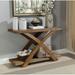 Wooden Sofa Table with Open Bottom Shelf and X-Shaped Base, Antique Light Oak Brown - 30 H x 48 W x 18 L Inches