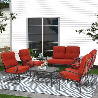 SUNCROWN 7-Piece Outdoor Metal Furniture Conversation Patio Set