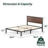 Priage by ZINUS Black and Brown Metal Platform Bed Frame