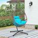 Langley Street® Chagnon Porch Swing w/ Stand Wicker/Rattan in Gray/Blue | 77.5 H x 37.4 W x 25 D in | Wayfair 91F3CDC26B1643EF8B0EC38D40FBB7C9