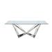 Willa Arlo™ Interiors Mullin Double Pedestal Dining Table Glass/Metal in Gray | 30 H x 79 W x 39 D in | Wayfair 30B3FC27F3A64D208466FFE5FB9BF673