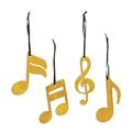 The Holiday Aisle® 12 Piece Musical Note Hanging Figurine Ornament Set Wood in Brown/Gray/Yellow | 2 H x 4.2 W x 4.4 D in | Wayfair