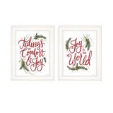 The Holiday Aisle® "Good Tidings & Joy" Vignette Is By Artisan House Fenway, Ready To Hang Framed Print, White Frame Paper, in Green | Wayfair