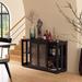 Red Barrel Studio® Buffet Sideboard w/ Sliding Glass Door & Adjustable Shelf Stackable China Cabinet Wood/Glass in Black/Brown | Wayfair