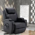 Latitude Run® Electric Power Lift Recliner Chair PU Leather w/ Massage & Heat, Side Pockets Faux Leather/Water Resistant in Black | Wayfair