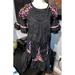 Free People Dresses | Free People Black Embroidered Sht-Slv Dress, Sz Xs | Color: Black/Pink | Size: Xs