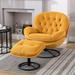 Lounge Chair - Everly Quinn 31.73" Wide Tufted Velvet Swivel Lounge Chair & Ottoman Velvet in Yellow | 33.78 H x 31.73 W x 33.5 D in | Wayfair