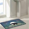 Millwood Pines Bear Moon Midnight Mountain Woodland Forest Cabin Lodge Themed Decorative Memory Foam Bath Mat Rug Polyester/Memory Foam | Wayfair