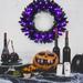 The Holiday Aisle® 24inch Pre-lit Christmas Halloween Wreath Black W/35 Purple Led Lights Traditional Faux in Black/Indigo | Wayfair