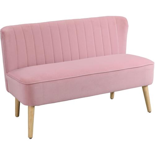Homcom - 2-Sitzer Stoffsofa Polstersofa Doppelsofa Sitzmöbel Loungesofa Holz Samtartiges Polyster
