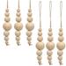 6/Set Natural Wooden Bead Ornaments - 7" high by 1" wide.