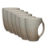 Reactive Glaze Stoneware Mugs Neutral Beige, Set of 6