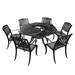 Lattice 63 inch Hexagon Dining Set with Lazy Susan and Six Chairs