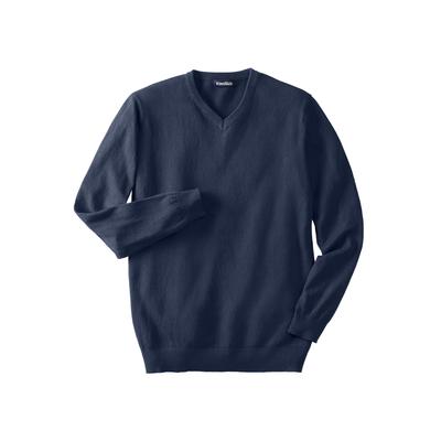 Men's Big & Tall Lightweight V-Neck Sweater by KingSize in Navy (Size 4XL)