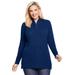 Plus Size Women's Cable Knit Half-Zip Pullover Sweater by Woman Within in Evening Blue (Size 1X)