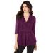 Plus Size Women's Surplice Lace Top by Roaman's in Dark Berry (Size 18/20)