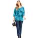 Plus Size Women's Eyelash Scoopneck Top by Catherines in Deep Teal (Size 1X)