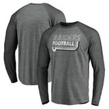 Men's Fanatics Branded Heathered Gray/Heathered Charcoal Las Vegas Raiders Vintage On The Ropes Raglan Tri-Blend Long Sleeve T-Shirt