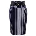 ERTYUIO Short Skirts for Women Western Wearbusiness Skirt Lady Pinstripe High Belt Hip Knee Bodycon Pencil Fit Skirt Office Lady Work Skirt-Blue_M