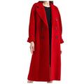 BUZHIDAO Women's Coats Autumn Winter Plush Slim Warm Jacket Long Coat Long Sleeve Plush Coat Double Breasted Cashmere Coat Large Fur Collar Coat Wool Coat, red, XL