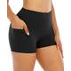 CHRLEISURE High Waisted Yoga Shorts with Pockets for Women, Workout Spandex Running Shorts - black - S