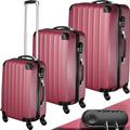 TecTake® Hard Shell Suitcase, Set of 3, Including Extra Large, Large, and Medium Size Luggage, Plus TSA Lock, 360 Swivel Wheels, Ergonomic Telescopic Handle and Expansion - Red
