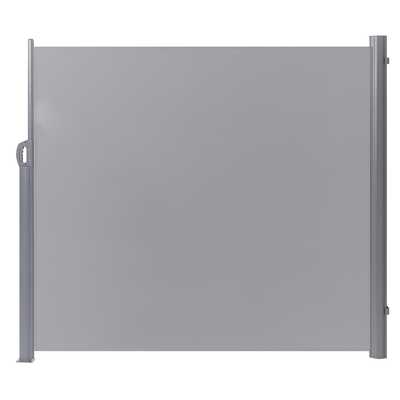 Seitenmarkise Hellgrau Aluminium 180x300 cm ausziehbar mit Standfuß wasserabweisender UV-beständiger Stoff Outdoor Garte