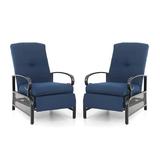 Red Barrel Studio® Recliner Patio Chair w/ Cushions, Metal in Black | 38 H x 22 W x 23 D in | Wayfair D7CC6A26BCEB4125B501404EBFB86C8C