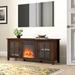 Steelside™ Imogen 58" Media Console for TVs up to 65" w/ Electric Fireplace Included Wood/Glass/Metal in Gray | 24 H in | Wayfair