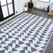 Gray 37 x 0.19 in Area Rug - Union Rustic Anatolia Modern Tribal Geometric Indoor/Outdoor Blue/Ivory Area Rug | 37 W x 0.19 D in | Wayfair