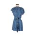 Haute Monde Casual Dress - Mini: Blue Solid Dresses - Women's Size Small