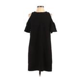 Ann Taylor LOFT Casual Dress - Shift Cold Shoulder Short Sleeve: Black Solid Dresses - Women's Size 4