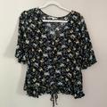 American Eagle Outfitters Tops | 2/$13 Floral Scrunch Top | Color: Blue/Gray | Size: M