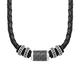 s.Oliver Halsband Edelstahl Carbon/Leder Herren Halsschmuck, 47+3 cm, Schwarz, Kommt in Schmuck Geschenk Box, 2026107