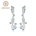 Boucles d'oreilles en topaze naturelle bleu ciel 3.89t bijou de mariage en argent Sterling 925