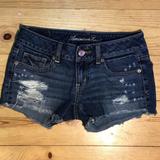 American Eagle Outfitters Shorts | American Eagle Outfitters Distressed Denim Shorts | Color: Black | Size: 00