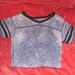 American Eagle Outfitters Tops | American Eagle Striped Capped Sleeve Burnout Tee | Color: Gray | Size: Xs