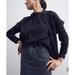 Madewell Sweaters | Madewell Resourced Plush Mockneck Button-Back Top | Color: Black | Size: Xs