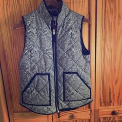 J. Crew Jackets & Coats | J Crew Puffy Herringbone Vest | Color: Black/Blue | Size: S