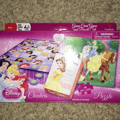 Disney Toys | Card Game Checkers & Puzzle Set 3 In 1 | Color: Silver | Size: One Size