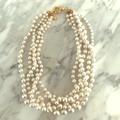 J. Crew Jewelry | J.Crew Multi Strand Faux Pearl Necklace | Color: Tan/Gray | Size: Os